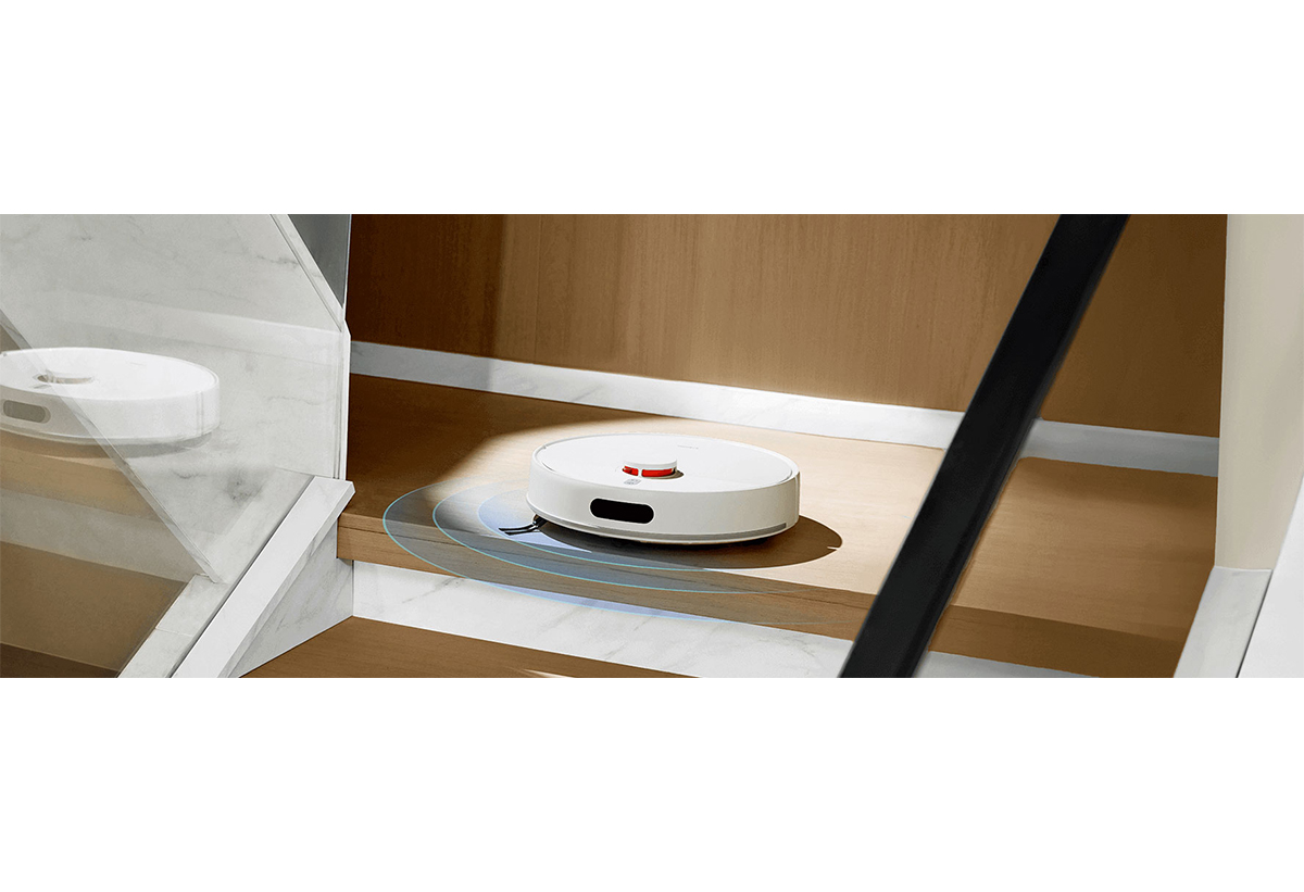 Απεικονίζεται μια σκάλα να αποφεύγει σκαλιά χάρη στους αισθητήρες της.